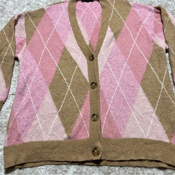 J. Crew Pink and Tan Cardigan Sweater with Soft Texture - Picture 2 of 7